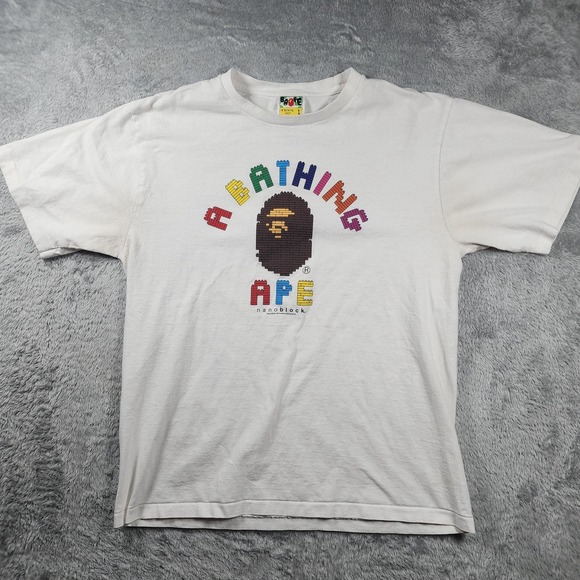 A Bathing Ape Other - A Bathing Ape Shirt Mens L White Nanoblock Graphic Streetwear Bape Made In Japan